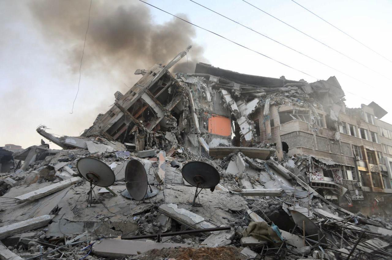 مبنى مقصوف في غزة 