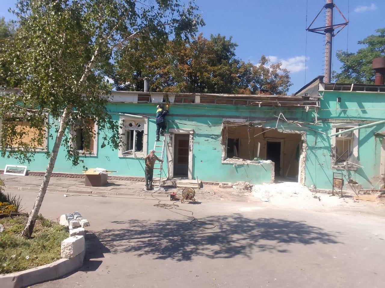 Shelled out hospital building in Kherson